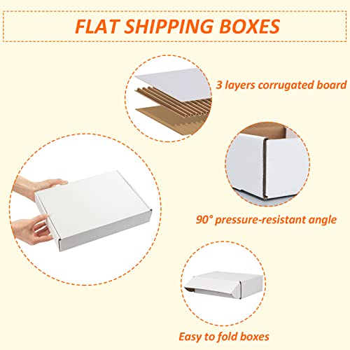 Image of HORLIMER 11x8x2 inches Shipping Boxes Set of 25, White Corrugated Cardboard Box Literature Mailer