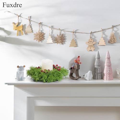 Fuxdre 2 Pcs Christmas Candle Rings Wreath Xmas Kitchen Cabinet Mini Wreath Artificial Berries Snowy Pine Candle Ring Holder for Christmas Chandelier Home Table Centerpiece Indoor Decor — view 4