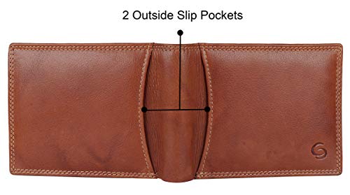 GETOREE Teak Tan RFID Blocking Leather Wallets for Men