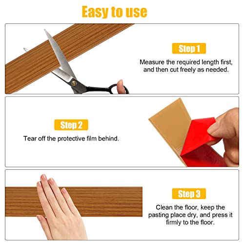 4M x 5 cm Übergangsprofil Selbstklebend Vinyl Übergangsschiene, Flach Übergangsleiste Selbstklebend, Wasserdicht Weichsockel Leiste Fensterleiste Tür Leisten Boden Selbstklebend