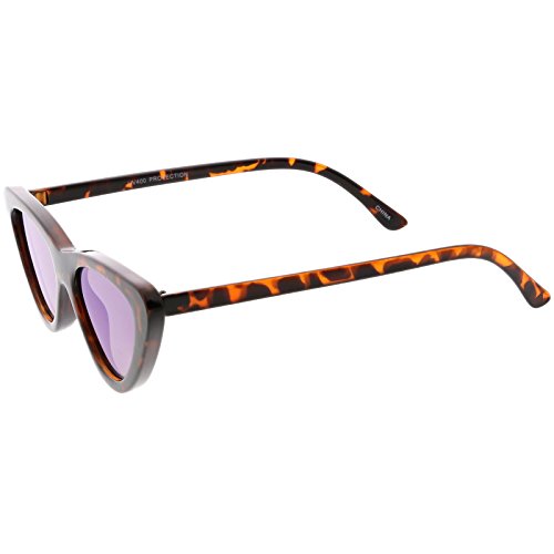 Image of zeroUV Women's Small Thick Neutral Colored Flat Lens Cat Eye Sunglasses 51mm