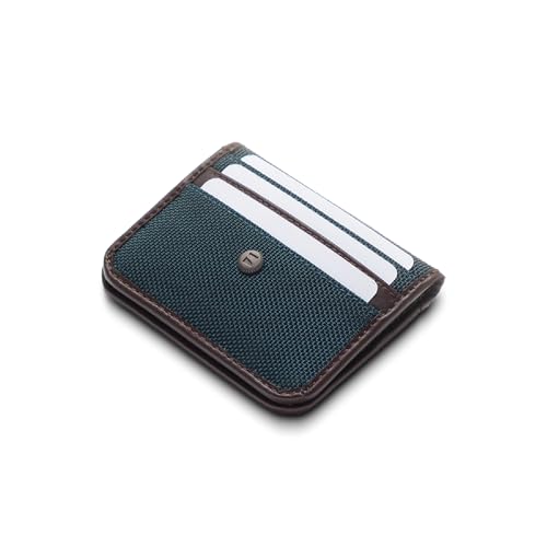 Image of scarters Slim Card Wallet for Men & Women, 10 Card Slots, Deep Blue | Minimalist nylon & vegan leather with cash pocket - front pocket carry & gifting
