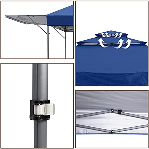 Abccanopy Pop Up Gazebo Canopy 3-Tier Instant Canopy With Adjustable Dual Half Awnings, Navy Blue #TOP2