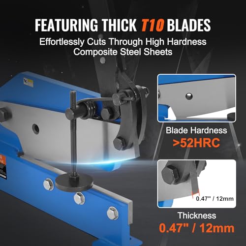 VEVOR Hand Plate Shear 8", Manual Metal Cutter Cutting Thickness1/4 Inch Thick Max, Metal Steel Frame Snip Machine Benchtop 7/16 Inch Rod, for Shear Carbon Steel Plates and Bars , Blue by VEVOR - Image 3