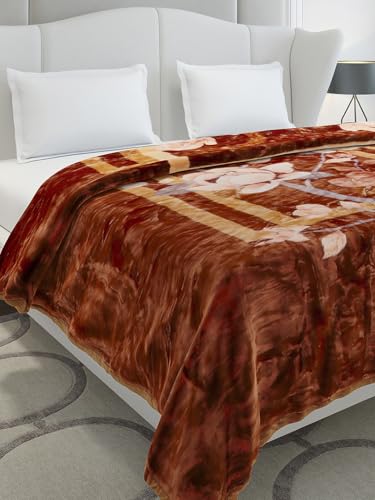Image of Monte Carlo Double Bed Heavy Winter Blanket Marshal 2 Ply 850 GSM | 4.5 KG (240x220 CM), Dark Brown
