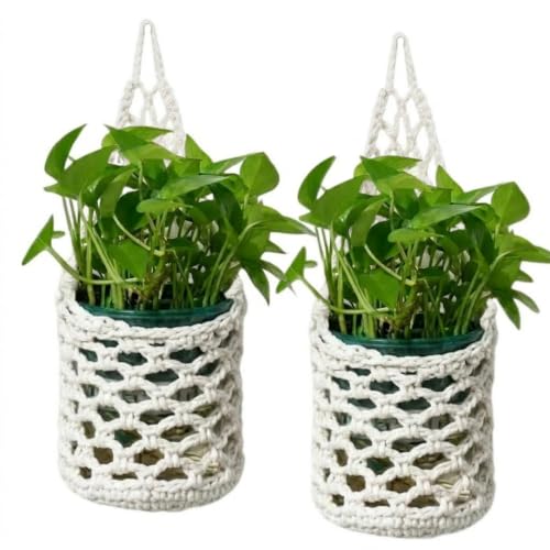 2 Packs Macrame Wall Plant Hanger for 6 in, Small Hanging Plant Basket