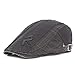 Men's Cotton Flat Snap Hat IVY Gatsby newsboy Hunting Cabbie Driving Cap (Black)