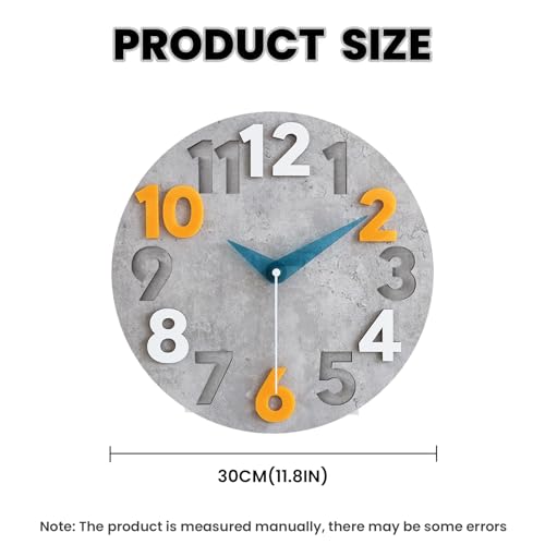 Horloge murale décorative à piles avec cadran en ciment pour maison - 3