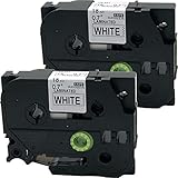 NEOUZA 2PK Compatible For Brother P-Touch Laminated Tze Tz Label Tape Cartridge 18mm (TZ-241 TZe-241 Black on White)