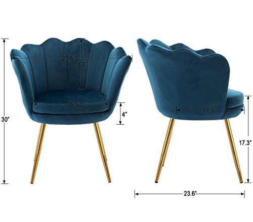 Chairus Velvet Accent Chair For Living Room/Bed Room, Upholstered Mid Century Modern Leisure Arm Chair With Gold Metal Legs, Guest Chair, Vanity Chair(Teal Blue) #TOP6