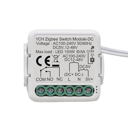 MHCOZY 1 canale AC 110-240 V Zigbee Smart Rele switch contatto a secco modulo Funziona con Tuya Alexa (hub Zigbee necessario)