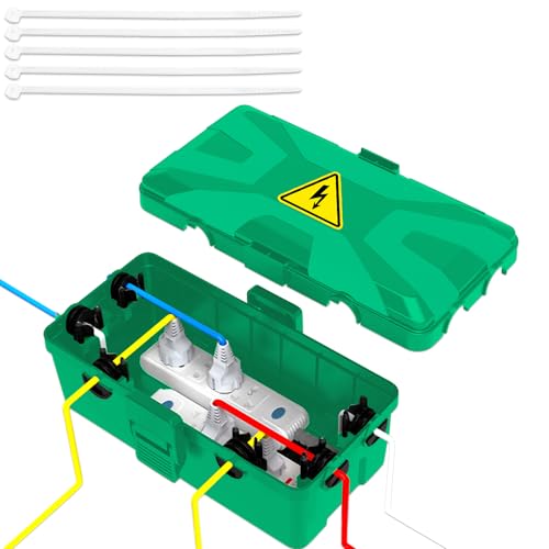 Außenbereich Elektrobox, IP54 Aussensteckdose Wasserdicht, Outdoor Kabelbox für Verlängerungskabel, Gartensteckdose Verteilerdose Außen Wasserdicht-Grüner