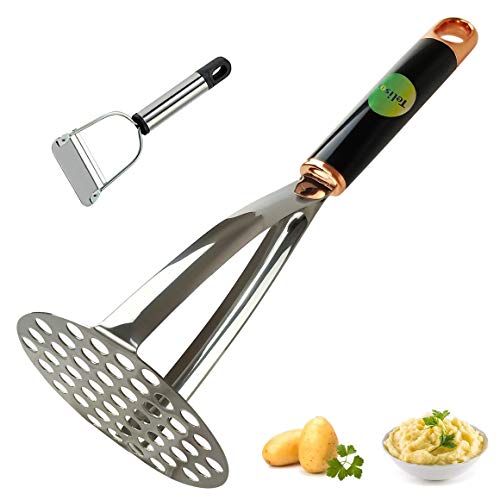 Potato Masher Potato Masher Stainless Steel Non Stick Ergonomic Handle Easy to Use Mashed Utensil For Pressing Guacamole Avocado Tomato Strawberry Jam Black