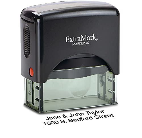 ExtraMark Return Address Stamp - Custom Self Inking Rubber Stamp - Personalized Stamp - Customizable Text with 15 Colors - Wedding Invitation & Housewarming Rubber Stamp