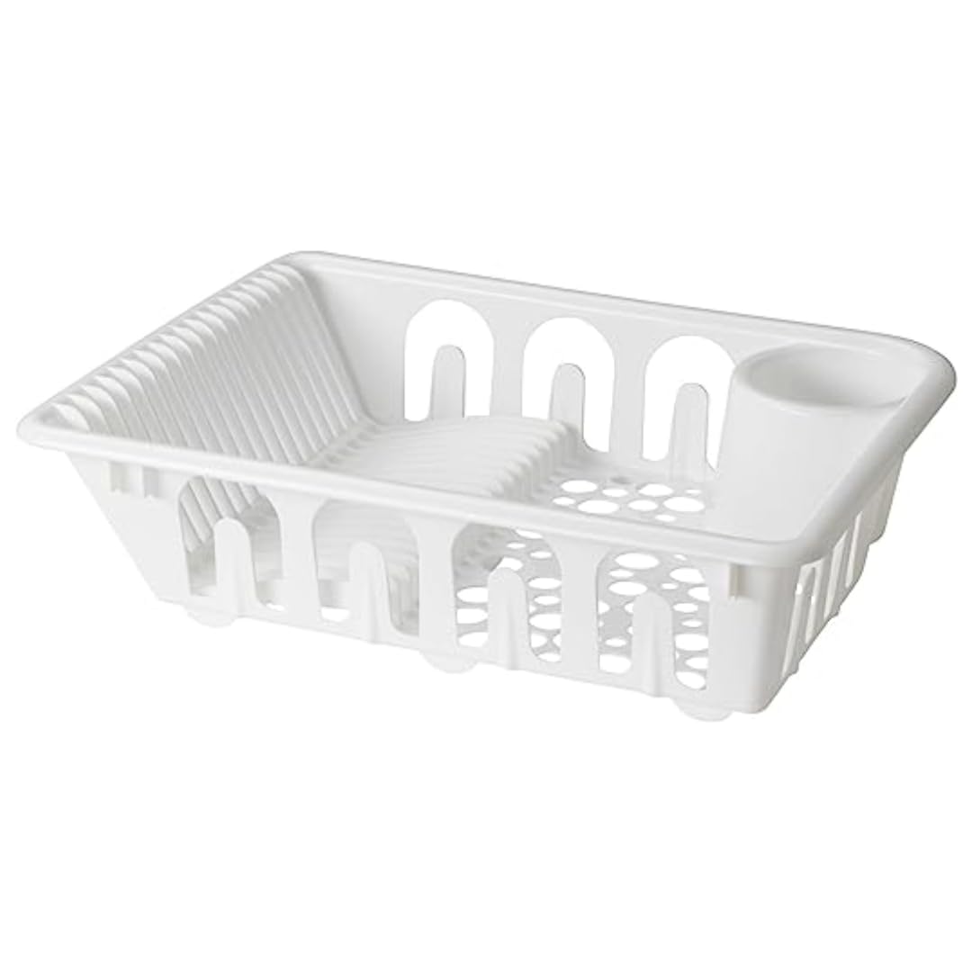 Home Stuff White Dish Drainer, Organizer For Plates, Bowls, Cups, Cutlery, And Glassware And 9 Glasses, Easy To Move, Ideal For Efficient Drying, Easy Cleanup