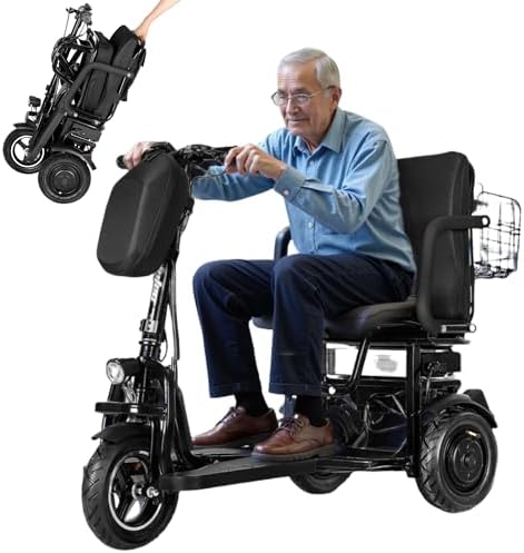 ChiefCarOfficer 3 Wheel Mobility Scooter for Adults 300 lbs Foldable Air Travel Airline Approved Folding Handicap Mobility Scooter for Seniors Lightweight Collapsible Electric Mobility Scooters Adults