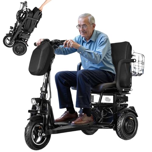 ChiefCarOfficer 3 Wheel Mobility Scooter for Adults 300 lbs Foldable Air Travel Airline Approved Folding Handicap Mobility Scooter for Seniors Lightweight Collapsible Electric Mobility Scooters Adults