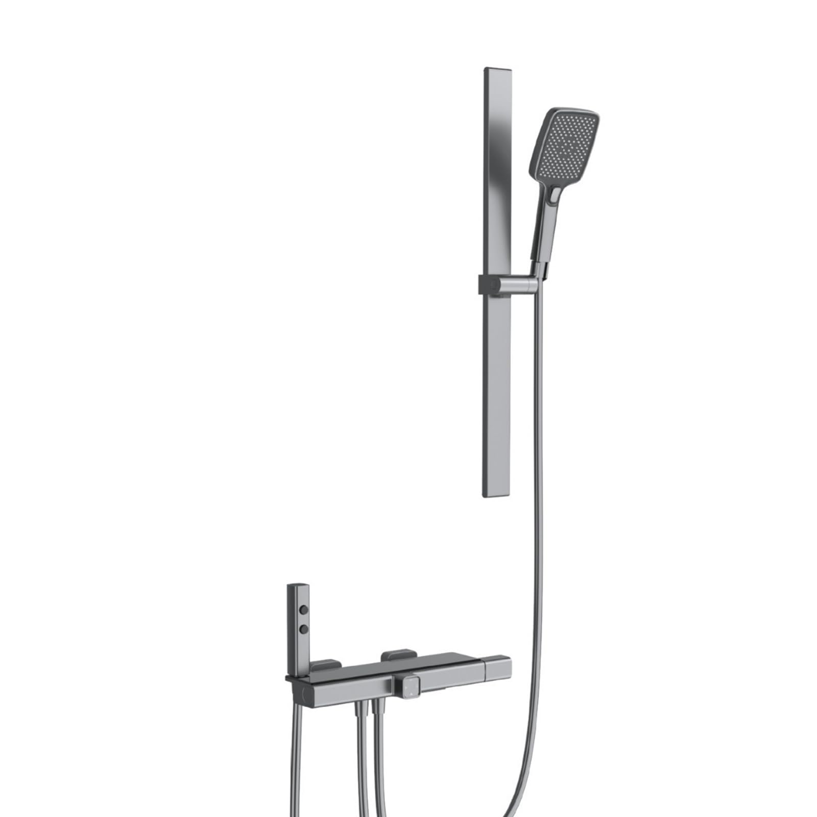 BHGFYXBS Wall Mounted Bath Shower Mixer Tap Rose Gold Waterfall Bath Mixer Tap With Spray Gun Shower Head And Hose Set For Bathtub Faucet,Grey