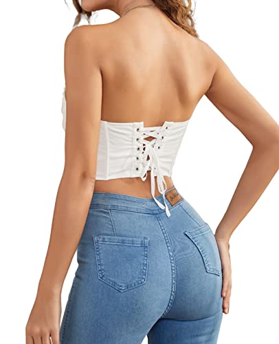 Corset Top Women Bustier Lace Up Corset White Xl #TOP2