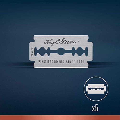 King C. Gillette Rasierhobel für Männer, mit Sicherer Doppel-Schneidekante, Metallgriff und Anti-Reibungsbeschichtung für Präzision — Nassrasierer Herren mit 5 ORIGINAL Klingen - Image 4