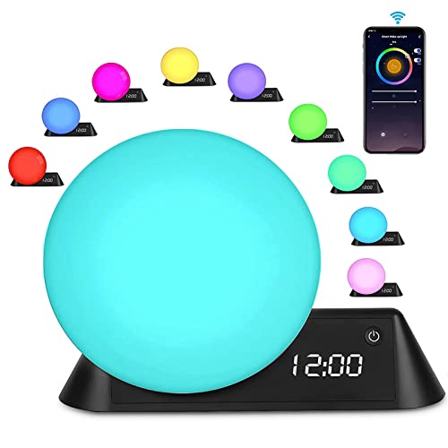 Smart Wake Up Light With Alarm Clock, Led Night Light For Bedroom, White Noise Machine For Adults, Sound Machine With 15 Soothing Sound, Rgbw Colour Compatible With Alexa 2.4G Wifi Only, App Control #TOP27