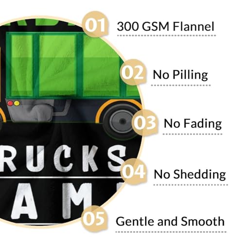 Mercuryelf Custom Garbage Truck Blanket Gift - 60x80 Inches Funny Throw Blankets for Boys - Black Soft, Fuzzy & Warm Throws for Bed, Couch