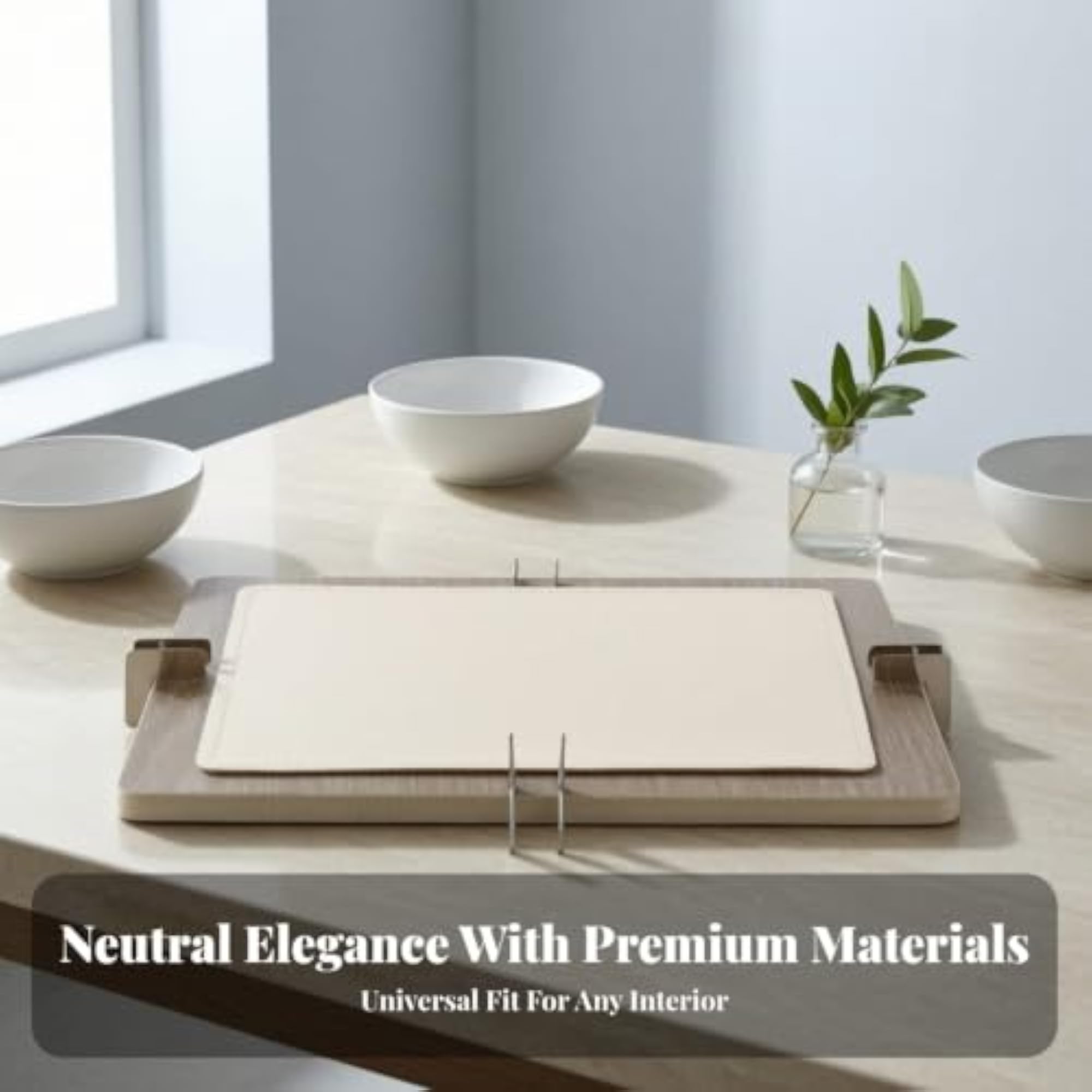 Decorative Tray with Leather Inset, Slim Versatile Design