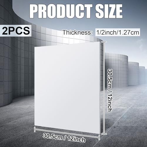 Image of Sasylvia 2 Pcs HDPE Sheet, HDPE Plastic Sheet Flexible High Density Polyethylene Board Solid Plastic Block for DIY Projects for Machining Home(White,1 /2 inchx12 inchx12 inch)
