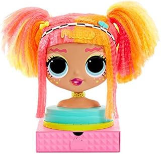 LOL Surprise OMG Styling Head with Stick-on Hair for Endless Styles - 30 Surprises and Accessories - Neonlicious