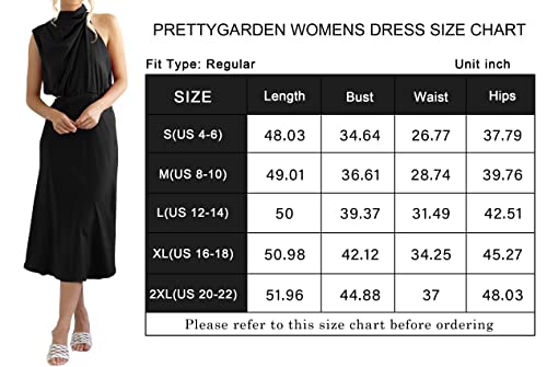 Prettygarden Women's Sleeveless Cocktail Dress Satin Mock Neck Cut Out Midi Wedding Guest Dresses Black #TOP4