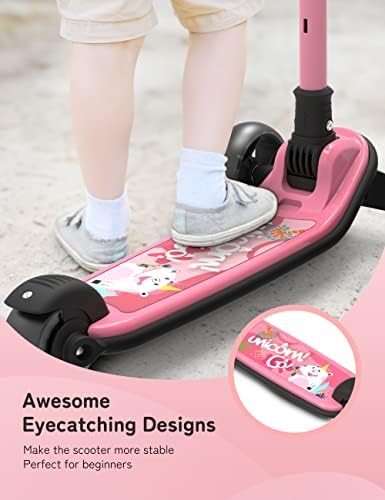 besrey Kids Scooter - Big Wheels Foldable Kick Scooter with Flashing LED Lights for Boys Girls, 4 Levels Height Adjustable Scooter, Wide Deck Scooter for Kids Ages 2-8 with Safe Lean to Steer Design