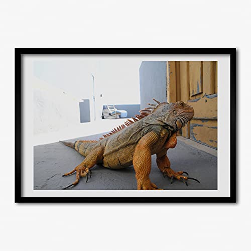 Cadre en Bois Décoratif Peinture Iguana Tulup 70x50 Impression Haute Définition
