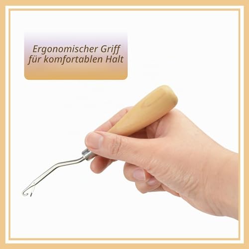3 Stück Knüpfnadel aus Set Gebogene Häkelnadel Knüpfhaken für Teppichherstellung Haarverlängerung und für Bastelprojekte