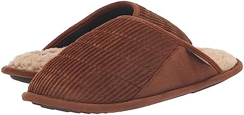 Dearfoams Men's Rocky Mixed Material Indoor/Outdoor Memory Foam Scuff Slipper, Chestnut, 9-10 | Image 6