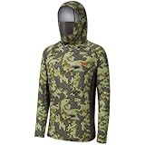 BASSDASH UPF 50+ Men’s Hunting Shirts with Mask Long Sleeve Camo Fishing Hoodie