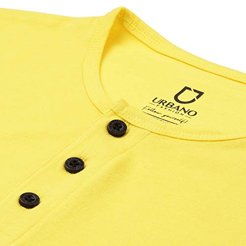Image of Urbano Fashion Men's Solid Henley Neck Slim Fit Full Sleeve Cotton T-Shirt