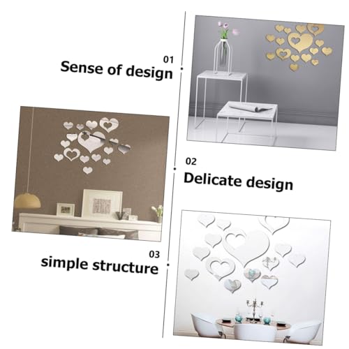 Calcomanías de espejo autoadhesivas elegantes de corazón con efecto reflectante 3D 7
