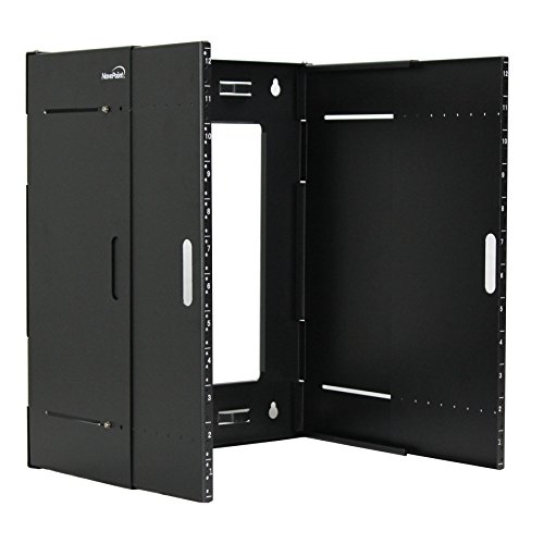 Image of NavePoint 12U Patch Panel Bracket Wall Mount Patch Panel Rack for 19 inch Networking Equipment - Expandable Mounting Depth 9.5 inch to 15.5 inch 4U IT Rack 40lbs Weight Capacity Pre-Assembled