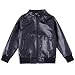 Boy's Trendy Stand Collar PU Leather Moto Jacket Leather Coat, Black, 140(8/9 yr)