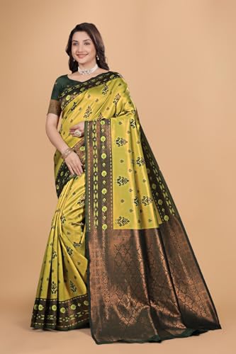 Image of Traditional Banarasi Silk 5.50 Meter Saree With 0.8 Meter Unstitched Blouse Piece For Wedding, Family Function, Festival And Special Occasion