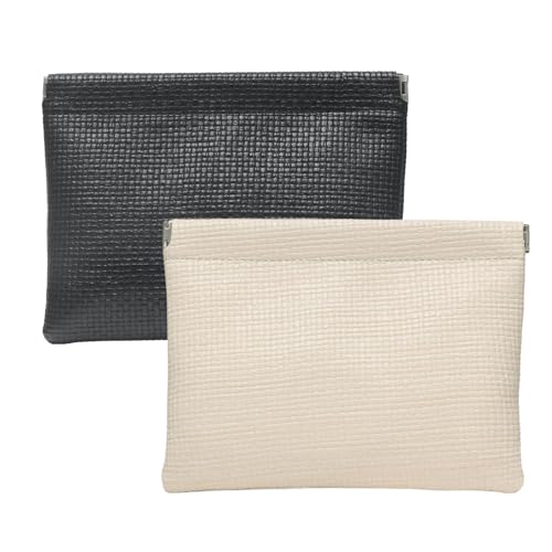 Pochette maquillage en cuir PU tissé délicat lot de 2 mini sacs cosmétiques