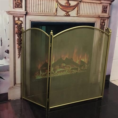 Pantalla de chimenea decorativa YFWOKSL con cubierta protectora de hierro 5