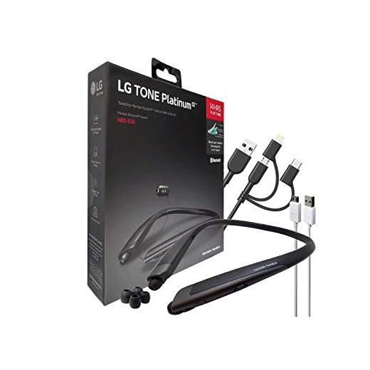LG Tone Platinum Alpha HBS-930 HD Bluetooth Headset - Harman Kardon with 3in1 USB Lighting & Micro (Retail Packing Kit)