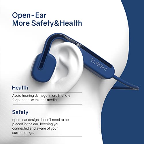 Elibom Bone Conduction Headphones Open Ear Headphones Bluetooth 5.3 Sports Wireless Headset With Built-In Mic, Ipx6 Waterproof Earphone For Running, Cycling, Driving, With Led Indicator And Hooks #TOP1