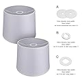 Double Medium White Drum Lamp Shades Set of 2, Alucset Fabric Lampshades for Table Lamp/Floor Pendant Light,10x12x9 inch, Natural Linen Hand Crafted, Spider/UNO Two Installation, 2pcs Pack