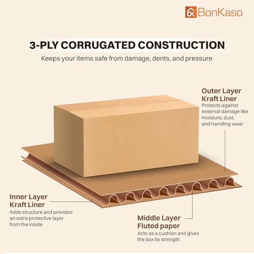Image of Reliable 3-Ply Kraft Construction - Made with strong 3-ply corrugated material to protect your products during shipping and handling.
