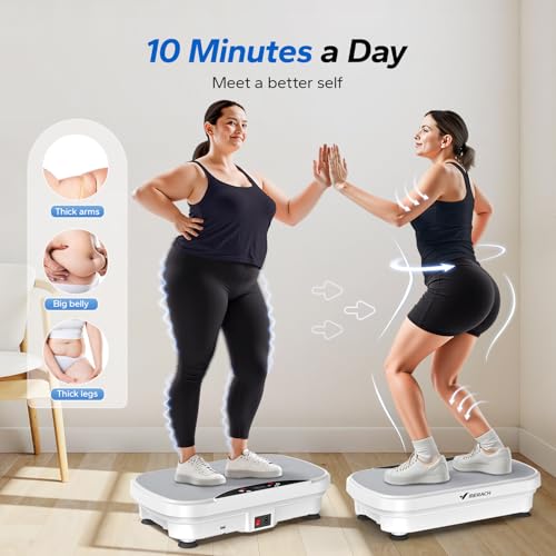 Image of MERACH Vibration Plate Exercise Machine, Vibration Plate for Lymphatic Drainage Weight Loss, Vibrating Plate Exercise Machine with Bluetooth and LED Display, Workout Equipment for Women Men Home