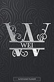  Wei: Silver Monogram Letter W The Wei Name - Wei Name Custom Gift Planner Calendar Notebook Journal