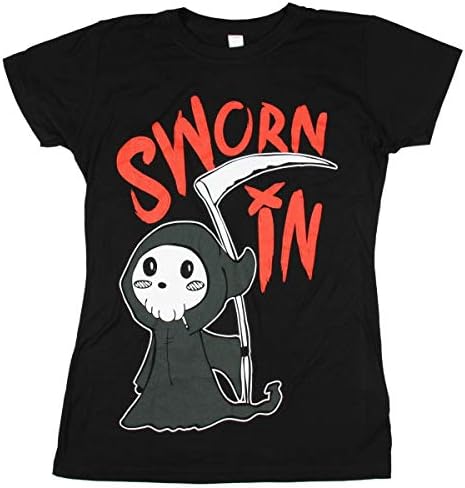Sworn In Reaper Girls' T-Shirt Metalcore Band Shirt Large