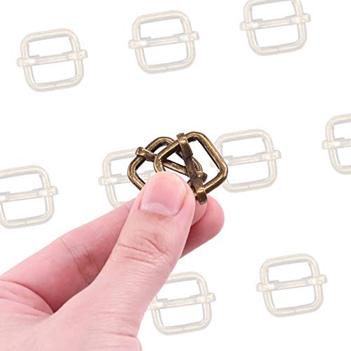 Swpeet 60Pcs 1/2 Inch - 13Mm Bronze Metal Rings Metal Rectangle Adjuster Triglides Slides Buckle, Roller Pin Buckles Slider Strap Adjuster Keychains For Belt Bags Diy (Bronze, 1/2 Inch) #TOP4